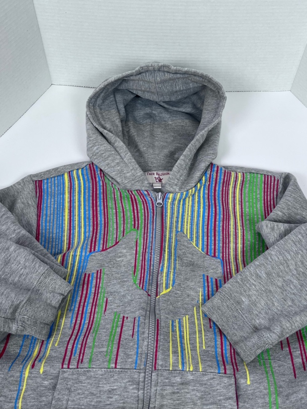 True Religion Boys Full Zip Fleece Hoodie with Paint Drip Logo Size L; School - Picture 8 of 13